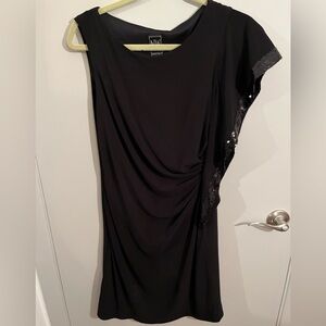 Black Draped Dress with Sequin Detail